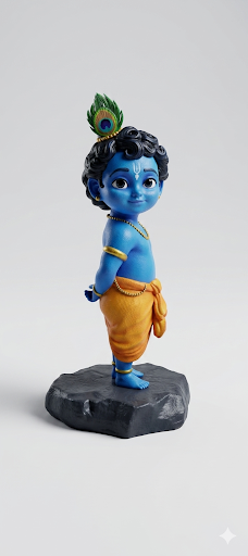 Cute Little Krishna Blue 3D Model (5 Inch)